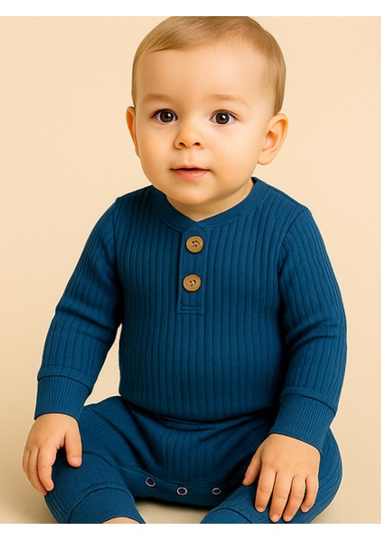 Unisex Basic Badili Alttan Çıtlı Fitilli Bebek Takım 3 Ay - 2 Yaş fırsatları