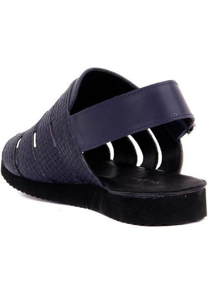 Lacivert Deri Erkek Sandalet fırsatları