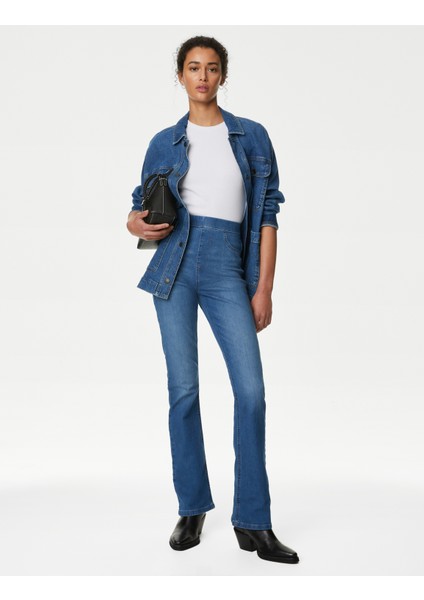 Yüksek Bel Flared Jegging Pantolon