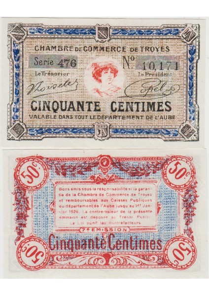 Fransa 50 Centimes. Son Geçerlilik Tarihi 1926 Çil Kondisyon.