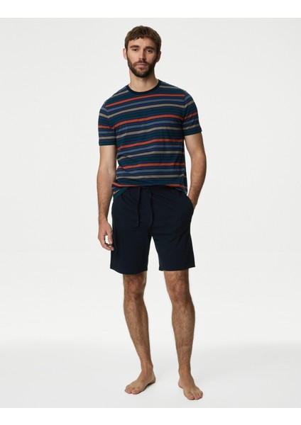 Saf Pamuklu Kısa Kollu Pijama Takımı