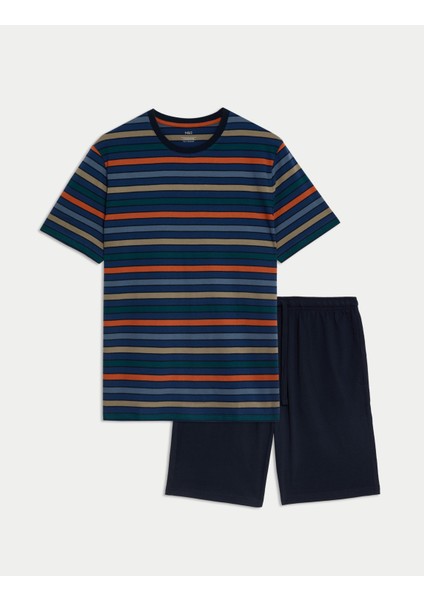 Saf Pamuklu Kısa Kollu Pijama Takımı