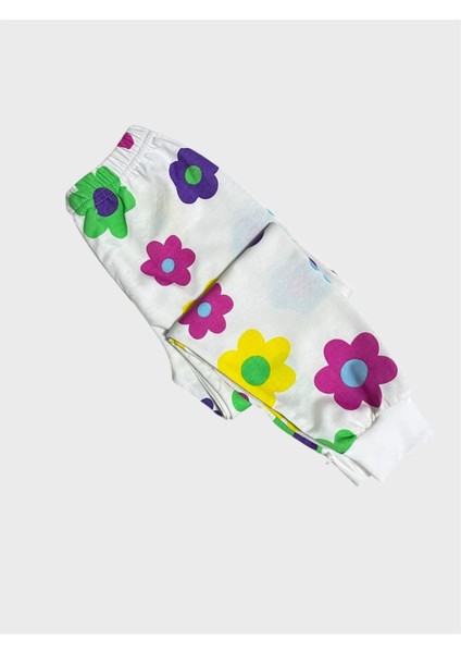 Kız Çocuk Pamuklu Beyaz Renkli Çiçek Desenli Uzun Kollu Mevsimlik Pijama Takımı fırsatları