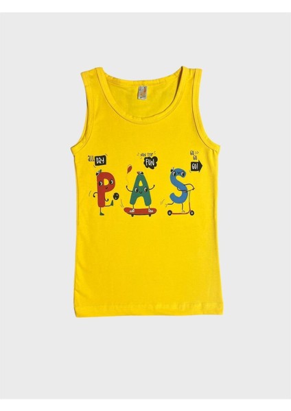 Erkek Çocuk Pamuklu Sarı Kaykay Desenli Atlet Boxer Takımı modelleri