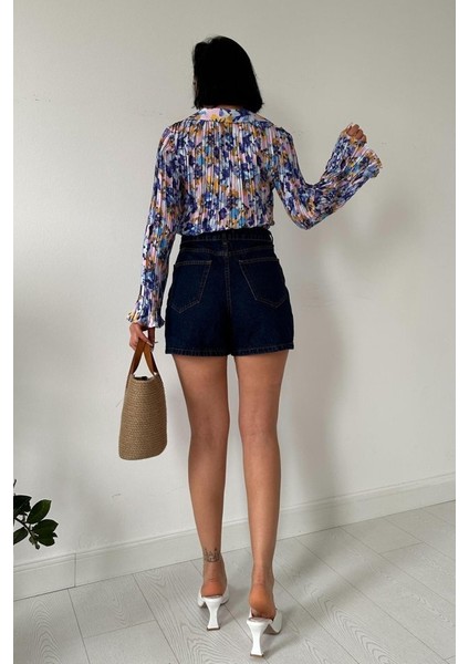 Lila Piliseli Çiçek Desen Gömlek fırsatları