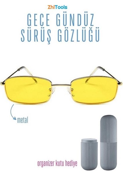 Zhltools Gece Gündüz Sürüş Gözlüğü Metal Çerçeveli