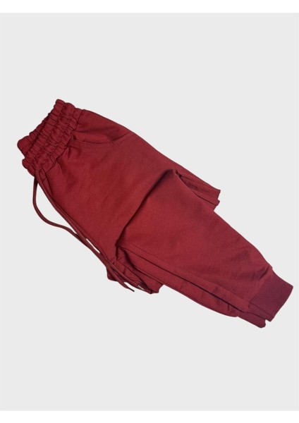 Erkek Çocuk Pamuklu Bordo Renk Kapüşonlu Fermuarlı Cepli Okul Için Uygun Eşofman Takımı fırsatları