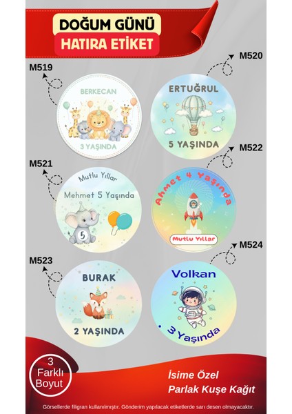 Kişiye Özel Yuvarlak Doğum Günü Etiketi