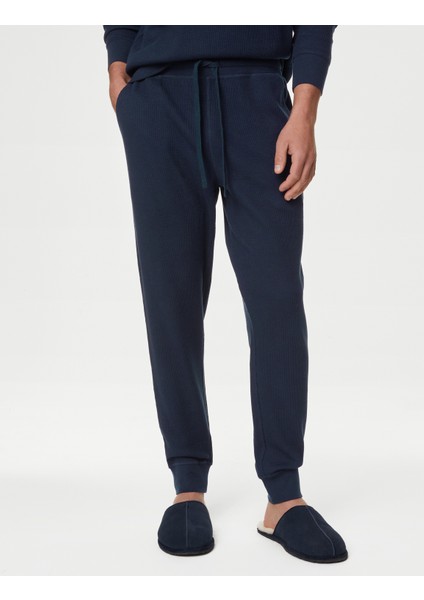 Saf Pamuklu Waffle Pijama Altı