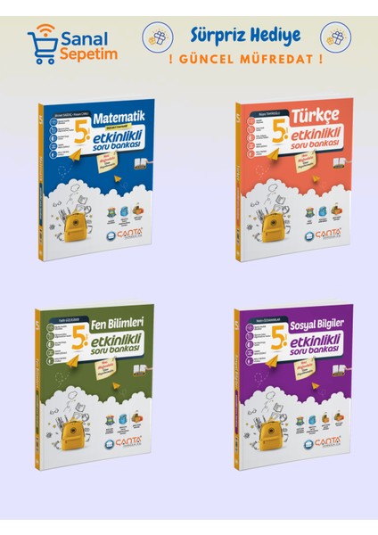 5. Sınıf Matematik + Türkçe + Fen Bilimleri + Sosyal Bilgiler Etkinlikli Soru Bankaları Set
