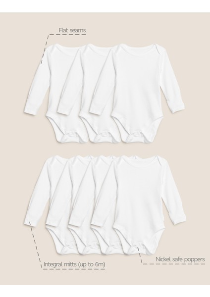 Saf Pamuklu 7'li Bodysuit Seti (0-3 Yaş)