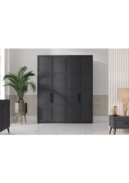 Pita Grey 4 Kapılı Gardırop