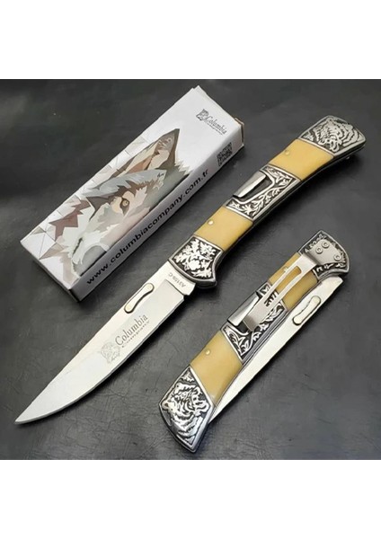 Kişiye Özel Isimli Columbia A3159-D 24 cm Ay Yıldız Baskılı Columbia Ahşap Çakı fırsatları