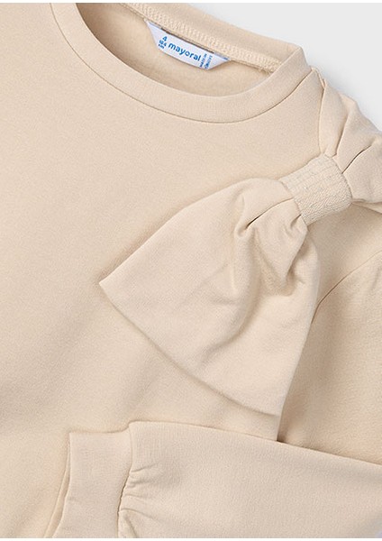 Bej Kız Çocuk Fiyonklu Sweatshirt 4434 modelleri