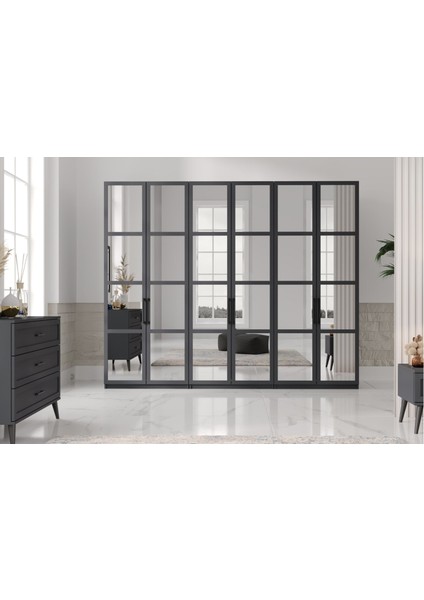 Pita Grey 6 Kapılı Gardırop