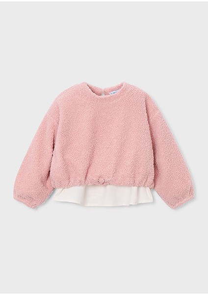 Pembe Kız Çocuk Peluş Sweatshirt 4431