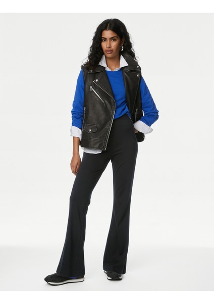 Yüksek Bel Flared Fit Örme Pantolon fiyatları