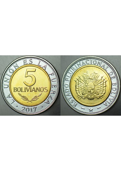 Bolivya 5 Boliviano 2017 Bimetal Çil.