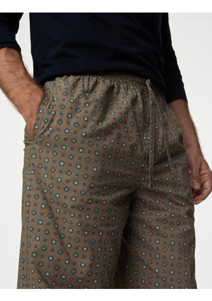 Saf Pamuklu Desenli Pijama Takımı