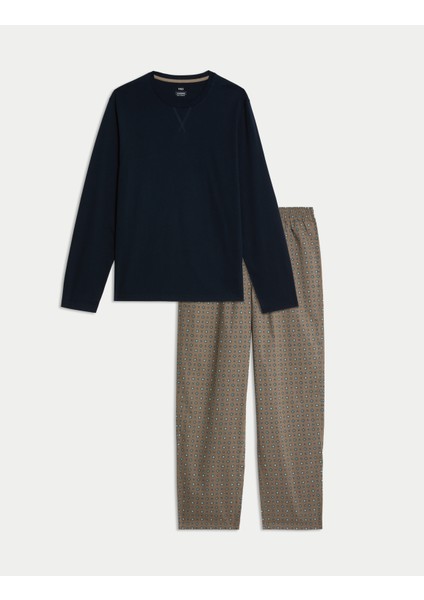 Saf Pamuklu Desenli Pijama Takımı indirimleri