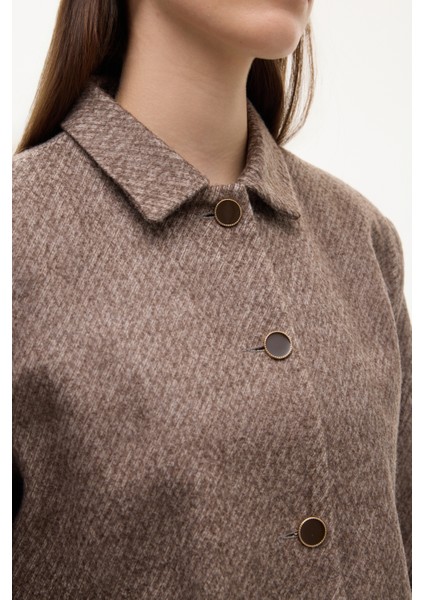 Dokulu Kapak Cepli Düğmeli Ceket Kahverengi fiyatları