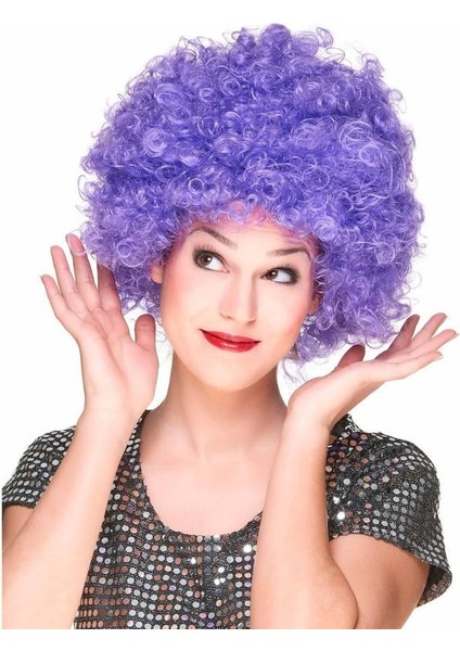 Mor Renk Kıvırcık Afro Bonus Peruk Parti Peruğu (5250)