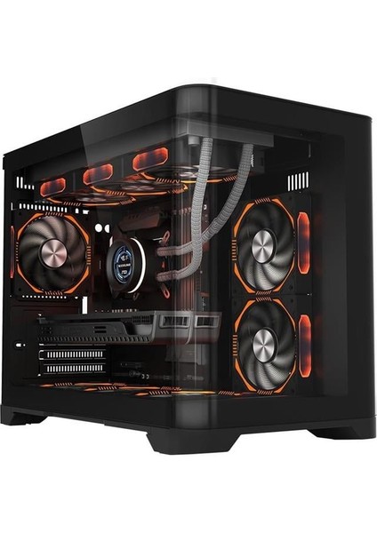 Uvıew Uv6 Siyah 750W 80+ Sılver Atx 3.1 Argb 3X12CM Fan Panoramik Temperli Cam USB 3.0 M-