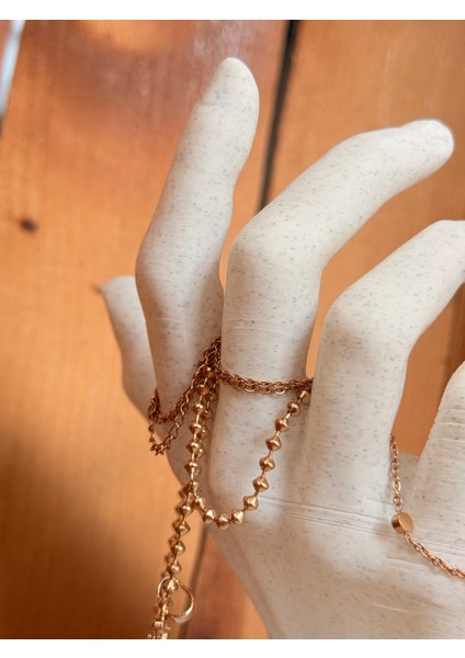 El Şeklinde Kolye Takı Standı Organizer Mermer Desenli Ekru Renkli - 3D Baskı Takı Düzenleyici