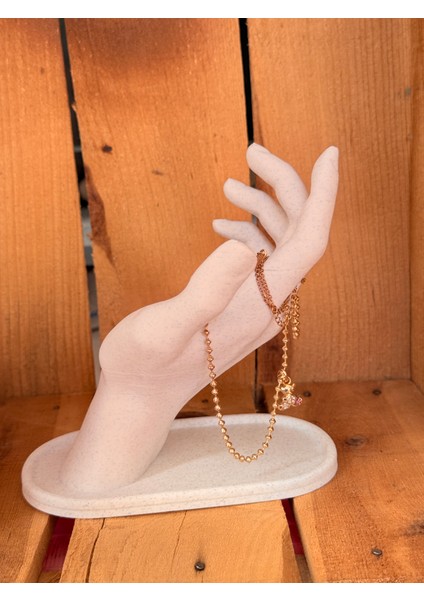 El Şeklinde Kolye Takı Standı Organizer Mermer Desenli Ekru Renkli - 3D Baskı Takı Düzenleyici fiyatları