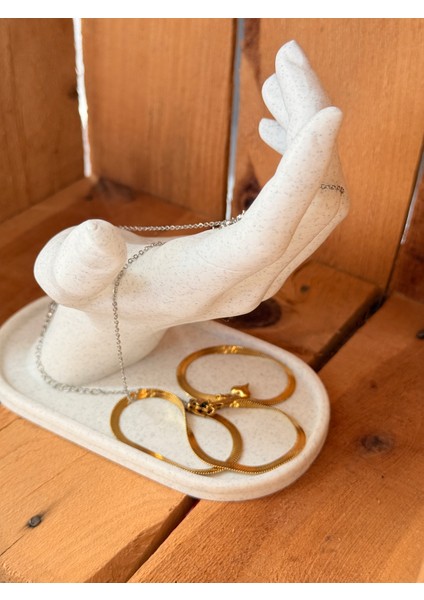 El Şeklinde Kolye Takı Standı Organizer Mermer Desenli Ekru Renkli - 3D Baskı Takı Düzenleyici fırsatları