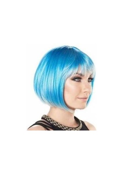 Turkuaz Renk Parti Peruğu Küt Saç (5250) modelleri