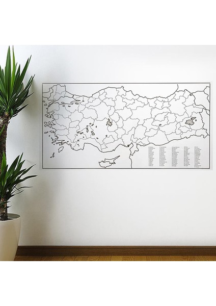 Yazılabilir Türkiye Haritası Manyetik Duvar Stickerı 110 x 56 cm (5250)