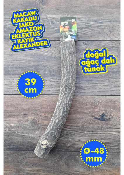 Venty Doğal Papağan Tüneği 39 cm - Çapı 48 mm | Macaw, Kakadu, Jako, Amazon, Eklektus, Kayık, Alexander - T402