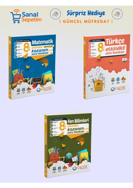 8. Sınıf Matematik + Türkçe + Fen Bilimleri Etkinlikli Soru Bankaları Set