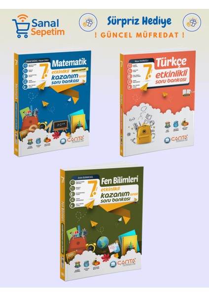 7. Sınıf Matematik + Türkçe + Fen Bilimleri Etkinlikli Soru Bankaları Set