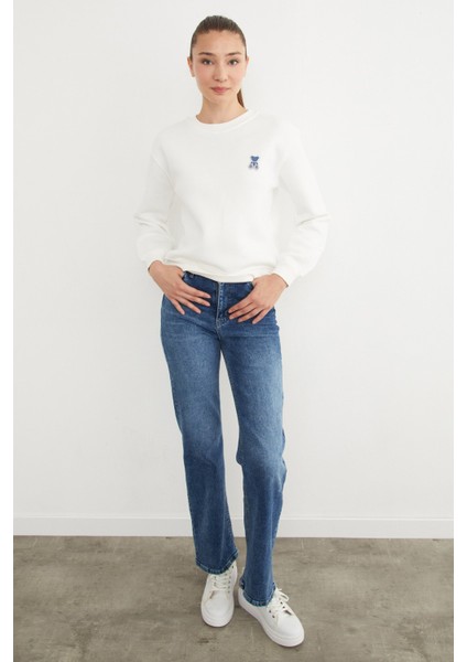 3 Iplik Taş Işlemeli Ayıcık Nakışlı Sweatshirt modelleri