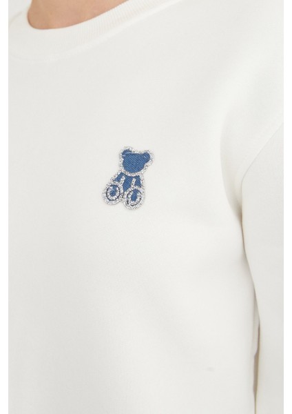 3 Iplik Taş Işlemeli Ayıcık Nakışlı Sweatshirt fırsatları