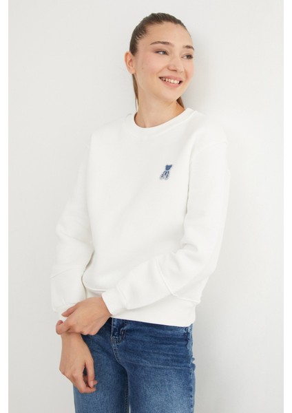 3 Iplik Taş Işlemeli Ayıcık Nakışlı Sweatshirt indirimleri