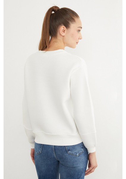 3 Iplik Taş Işlemeli Ayıcık Nakışlı Sweatshirt