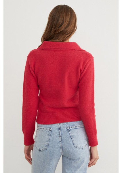 Basic Gömlek Yaka Sakallı Kazak