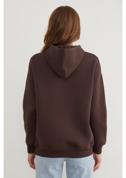 3 Iplik Rugby Nakışlı Kapüşonlu Sweatshirt