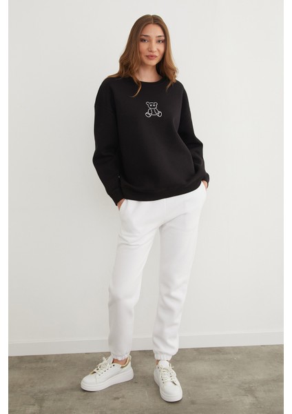 3 Iplik Ayıcık Baskılı Bisiklet Yaka Sweatshirt fiyatları