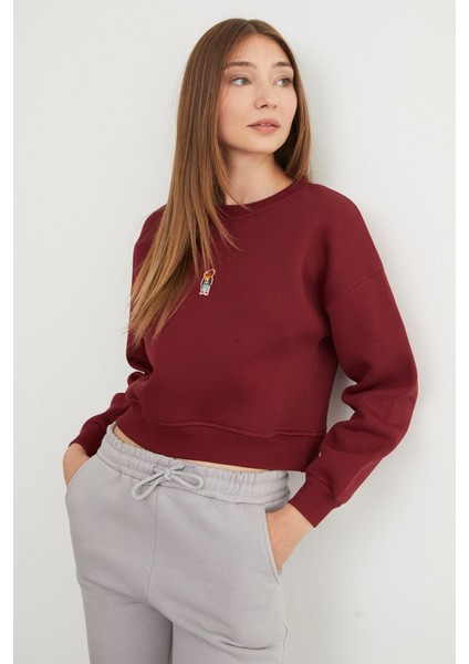 3 Iplik Ayıcık Nakışlı Bisiklet Yaka Sweatshirt modelleri