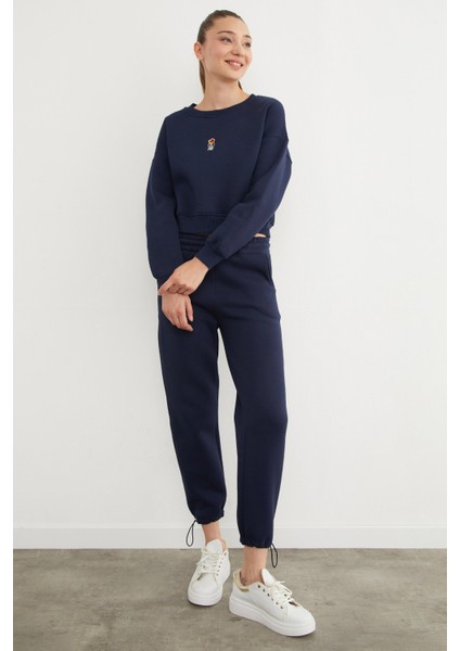 3 Iplik Ayıcık Nakışlı Bisiklet Yaka Sweatshirt fırsatları