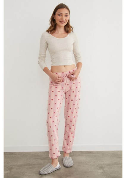 Kalp Desenli Polar Pijama Altı