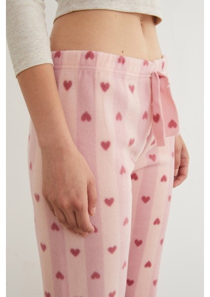 Kalp Desenli Polar Pijama Altı