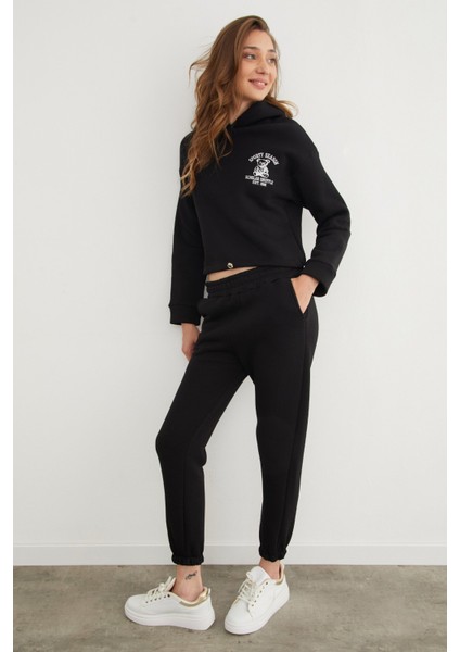 3 Iplik Ayıcık Nakışlı Kapüşonlu Jogger Takım modelleri