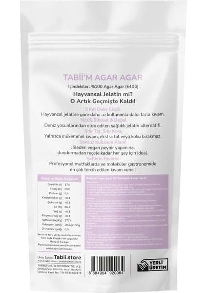 Tabii'm Agar Agar Tozu 250 gr (Bitkisel Jelatin Alternatifi) modelleri