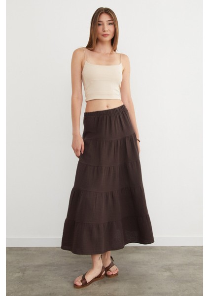 Beli Lastikli Keten Görünümlü Etek fırsatları