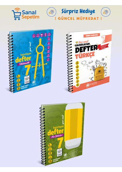 7. Sınıf Matematik + Türkçe + Fen Bilimleri Hazırlayan Defter Set